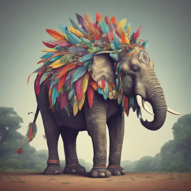 An elephant, representing secured loans with collateral, carries an unsecured loan commitment (feather) on its back.