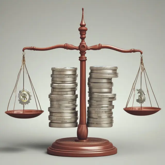Scales tipped by a pearl necklace and real estate title deed, symbolizing balanced secured loan benefits