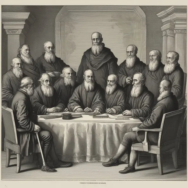 Wise members of a loan committee, symbolizing upper management personnel reviewing a loan application