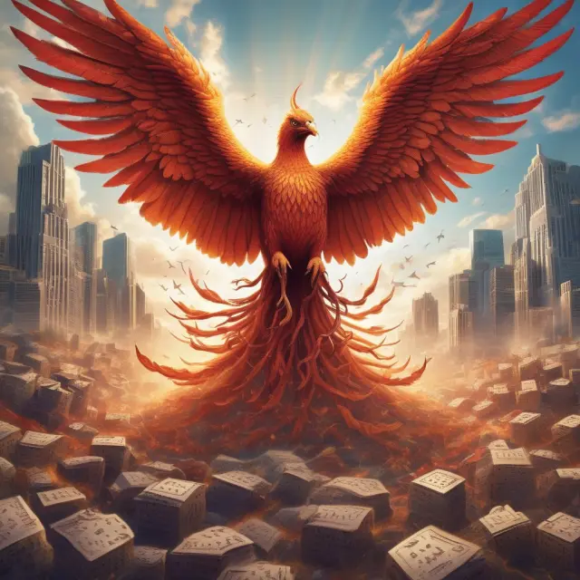 Phoenix rising from a pool of secured loans, representing the transformative nature and risk management benefits of an LCDS