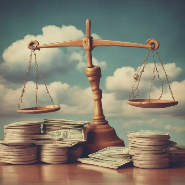 A balance scale with a borrower