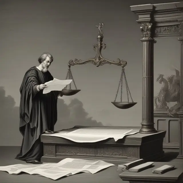Borrower and lender signing loan note under legal scale - illustrating balance of obligations