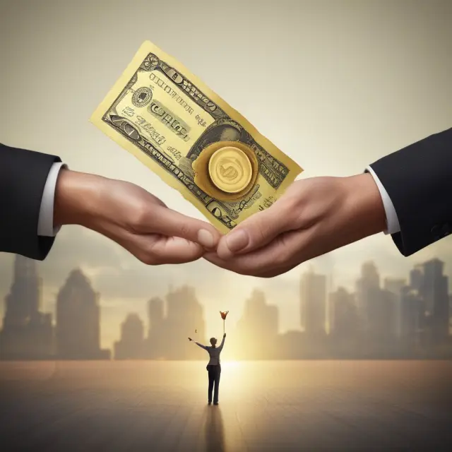 An investor offering a golden loan note to a business owner, illustrating the advantages of using this financing method.