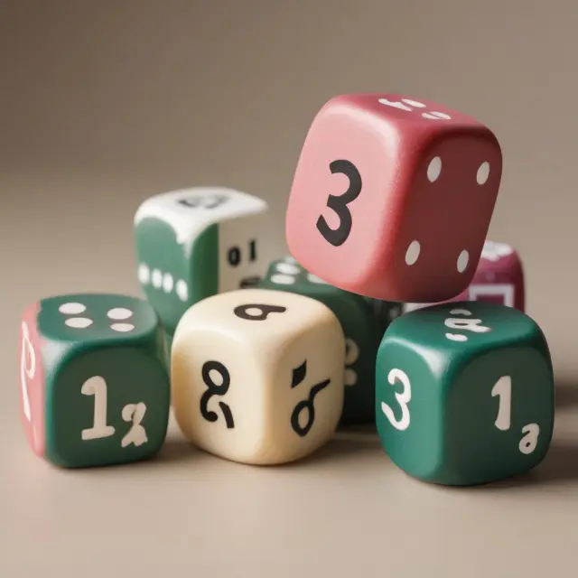 Three dice displaying a house (mortgage), a lump sum (personal loan), and continuous flow of money (line of credit). Each represents different financing methods.
