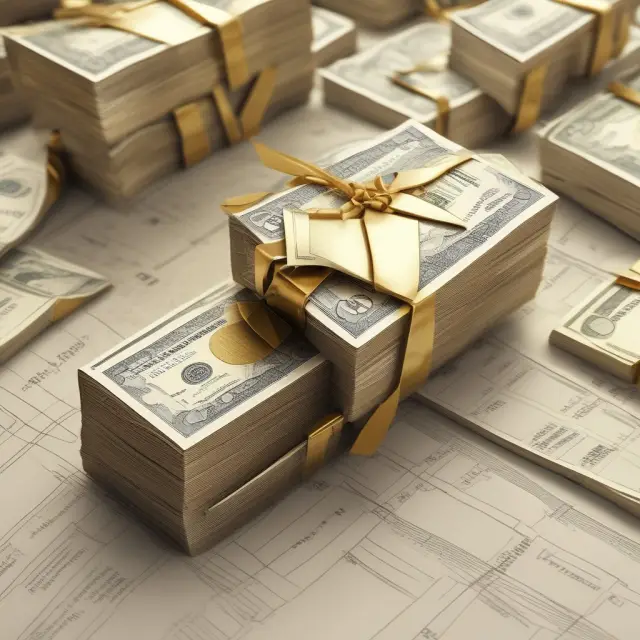 Golden loan note floating above a real estate property and business office, symbolizing the connection between various industries and financing scenarios