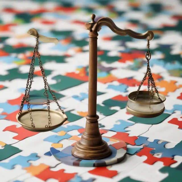 A pair of scales symbolizes a bank