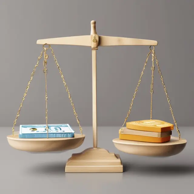 Balance scale comparing project construction costs to loan amounts