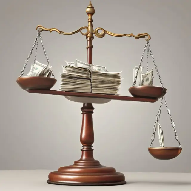 Scales teetering with loans and deposits, representing banks