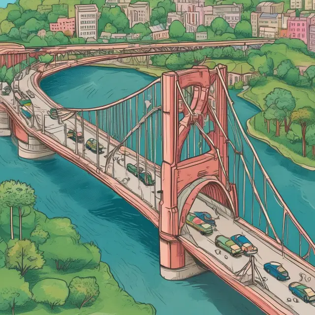 Bridge illustrating loan servicing for mortgage and student loans with loan servicers managing monthly payments as water currents