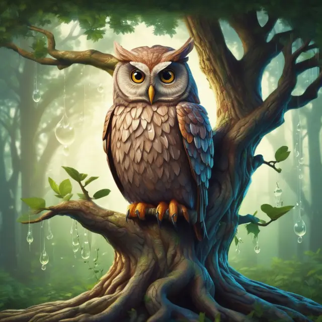 An image of an owl, symbolizing wisdom, serving as a loan servicer, nurturing a tree with borrowers and lenders intertwined roots. Consistent payments flow from the tree to lenders.