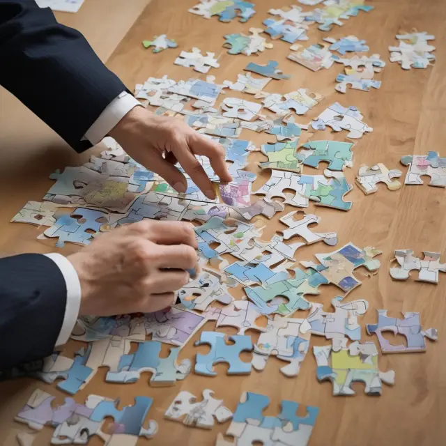 An image of a central bank official attempting to piece together a jigsaw puzzle depicting loan stocks, symbolizing the intricacies of regulations and governance