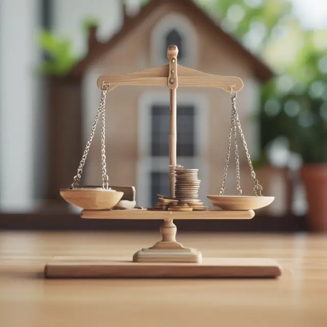 Scale with a house tipping towards a loan illustrates the role of LTV ratios in home financing decisions