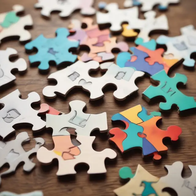 Image of puzzle pieces coming together to form the shape of a house, symbolizing refinancing, with a scale showing decreasing LTV ratios