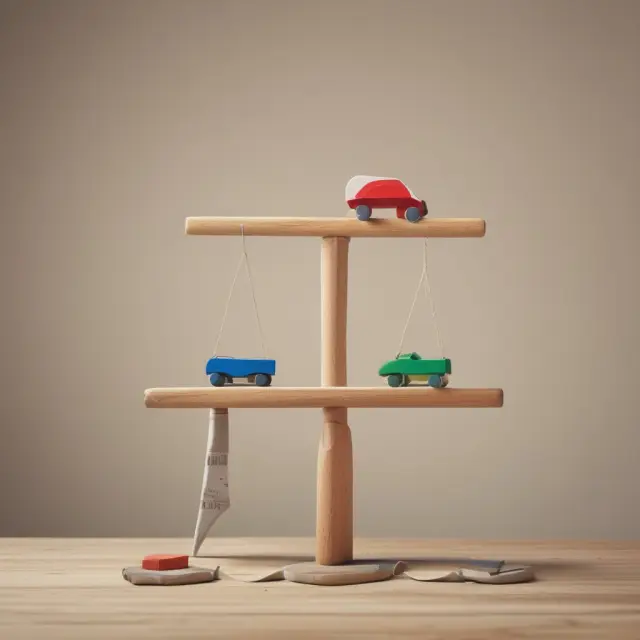 Seesaw representing LTV ratios, balanced by loans and property appraisals