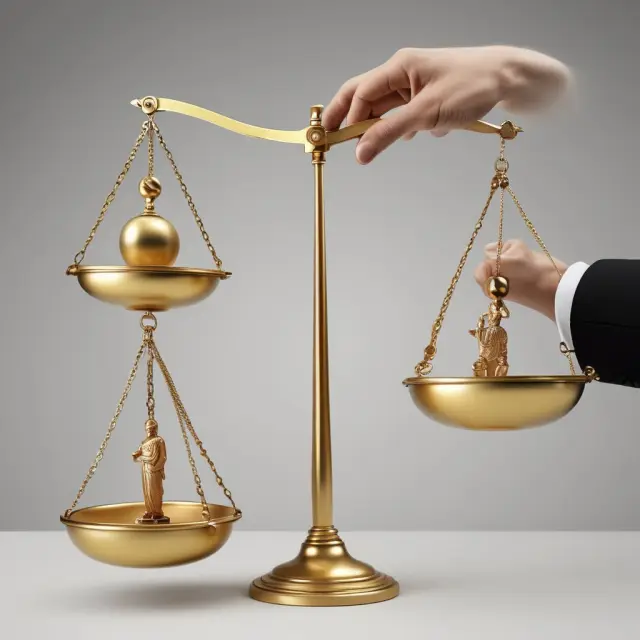Golden weights representing direct lobbying and people