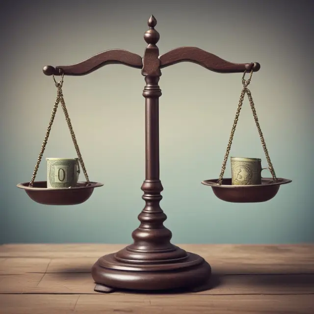 A short-term trader, depicted as a figure with a scale, weighs the profit gains against the tax implications and market volatility before locking in profits