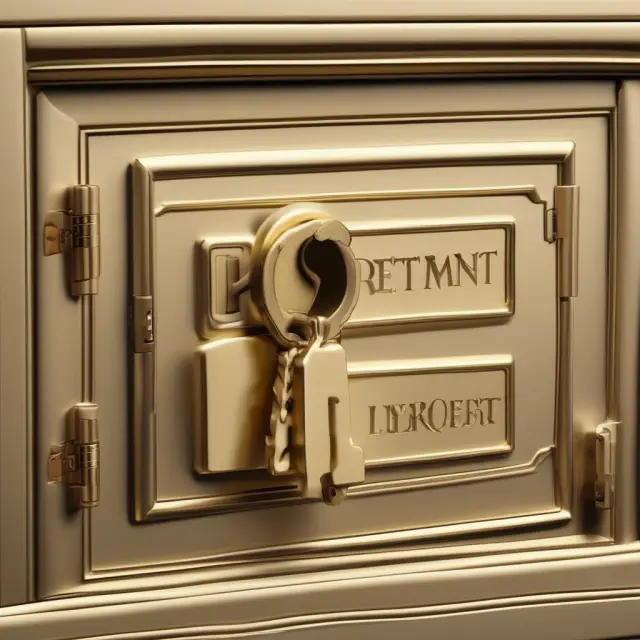 Golden key unlocking an antique safe, revealing files labeled LIRA & FAQs