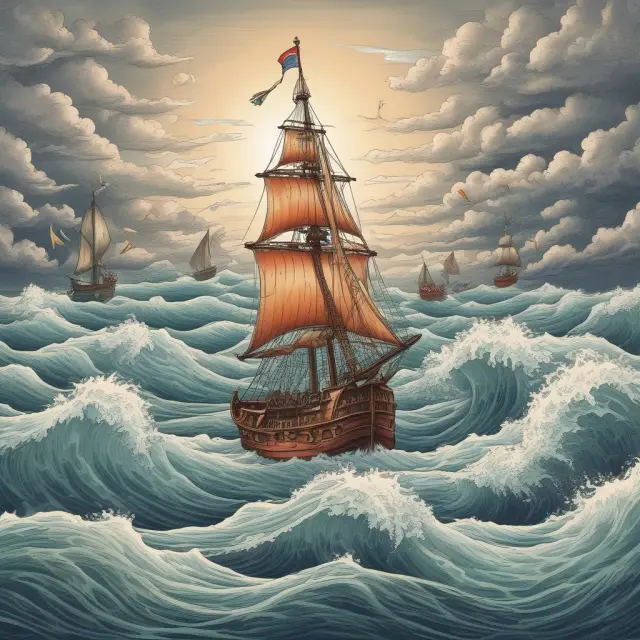 Manager sailing a ship through securities sea with lock-up period anchors