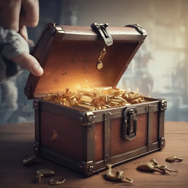 Insider holding a key to a locked treasure chest (securities) during the lock-up period, represented by a timer counting down days