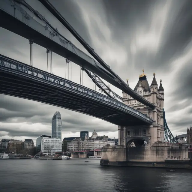 A stylized London Bridge with base metals being transported by boats towards investors on either side