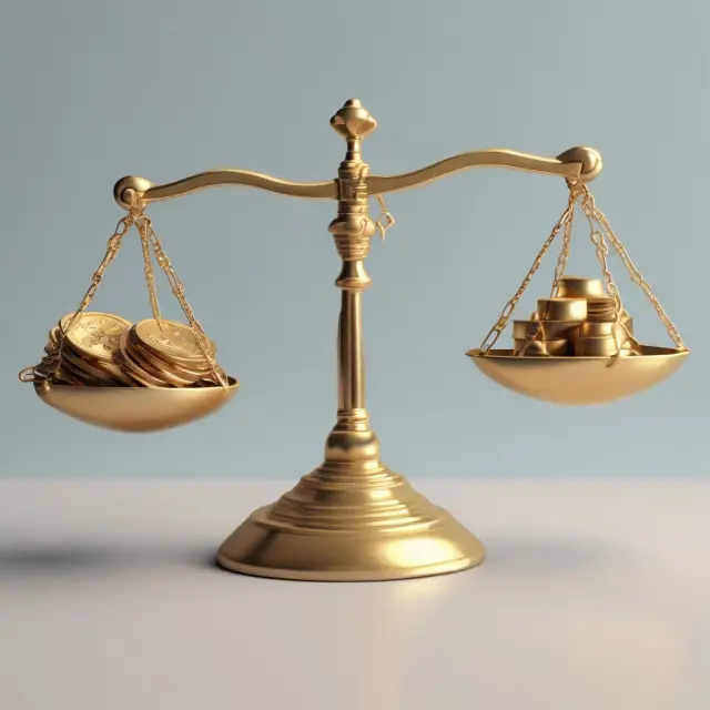 Golden coins representing the 9% and 4% Low-Income Housing Tax Credits on a balance scale, illustrating developers