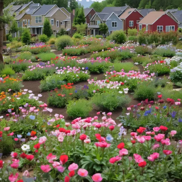 A beautiful garden of houses flourishing, representing affordable housing through the Low-Income Housing Tax Credit (LIHTC)