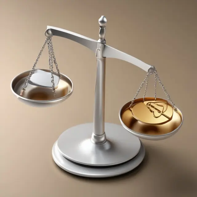 Golden Microsoft logo on left pan, silver Intel logo on right pan - Long-Short Equity Pair Trading