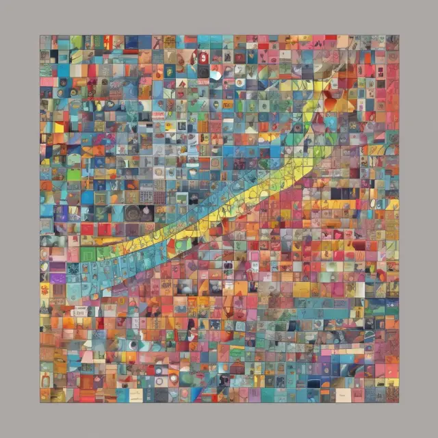 A vibrant mosaic showcasing various niche markets, representing the potential profits from catering to diverse consumer preferences in the long tail strategy.