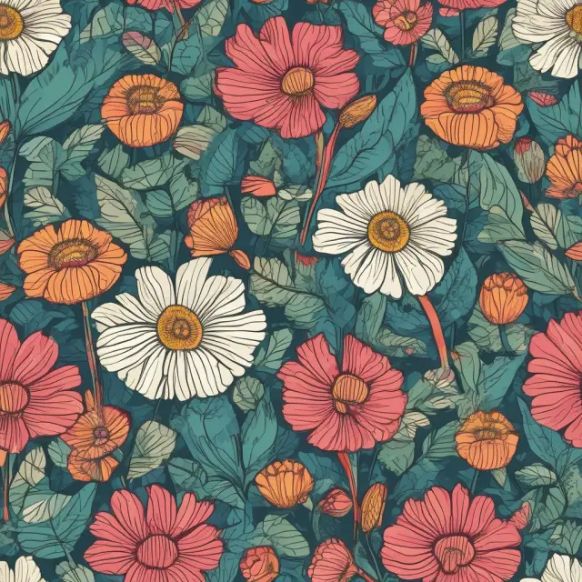 A lush garden filled with various long-tail businesses represented by vibrant flowers, each unique and blooming in the vast digital marketplace