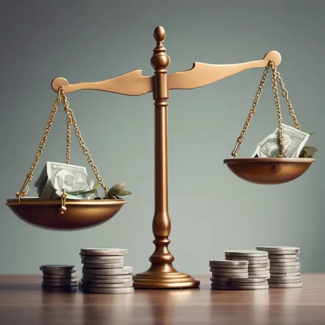 Scales represent balance between long-term and short-term capital losses/gains; stocks on each side