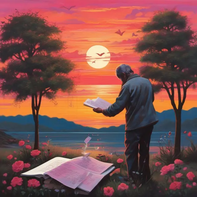 An artist paints a serene sunset scene as two hands on a scale balance tax-loss harvesting strategies and retirement planning to minimize long-term capital gains taxes