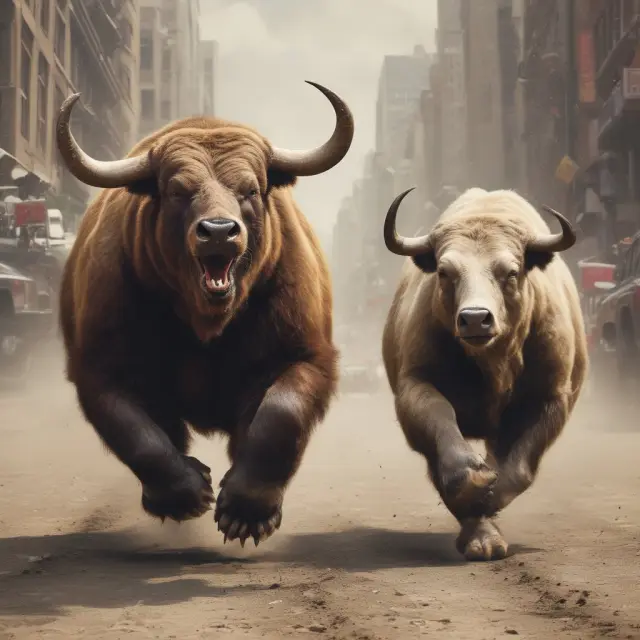 Race between bullish short selling stock and bearish long put strategies, illustrating risk management and profit potentials