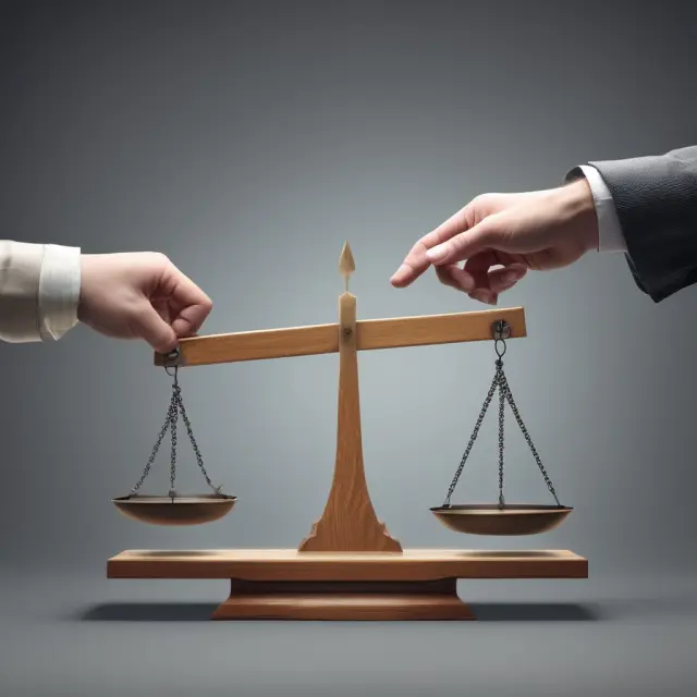 Employees and company on a see-saw, with scales tipping based on valuation challenges, dilution, and tax implications of LTIPs