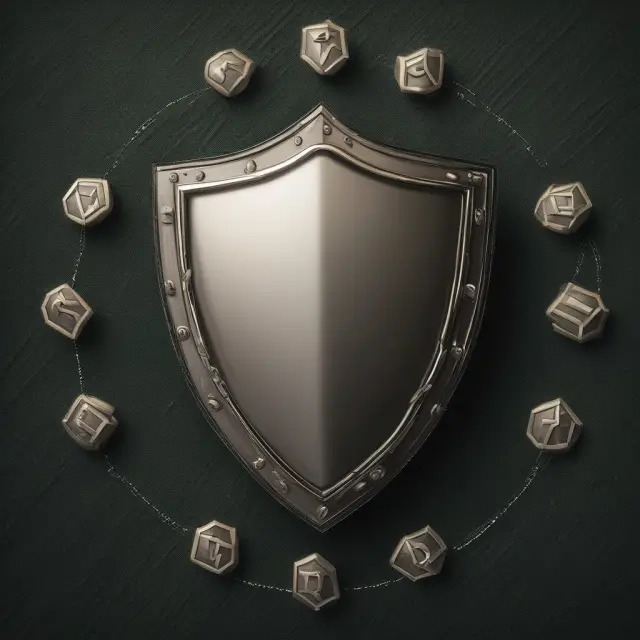 Long hedge represented as a shield fortified with interlocking futures contracts
