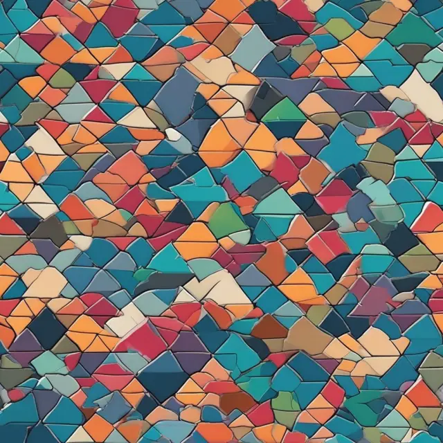 A mosaic of puzzle pieces represents various subjects in longitudinal studies, coming together to form a cohesive trendline illustrating changes over time.