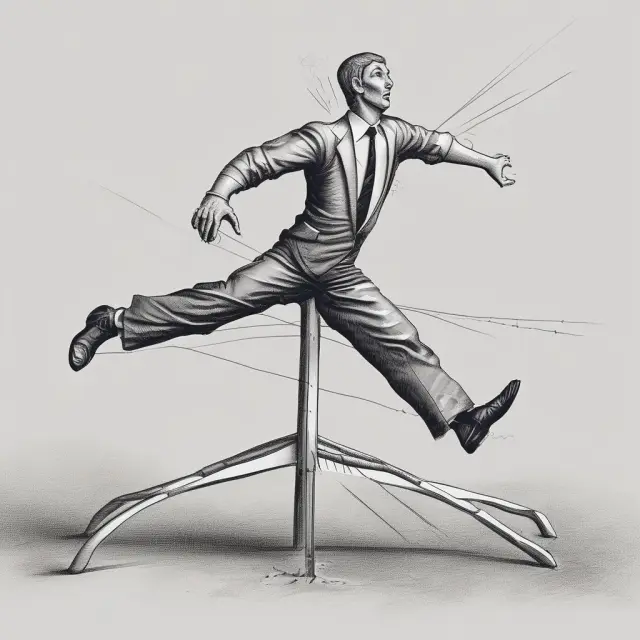 A dance of call and put options on a see-saw representing the Long Straddle strategy. Capitalizing on asset price movements through bullish call and bearish put options.