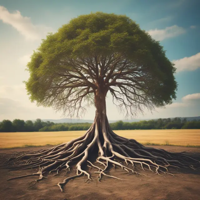 An image of a tall tree growing from rich soil with deep roots symbolizing the potential for long-term growth and investment opportunities in long-tail liabilities