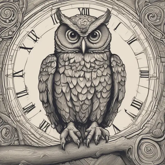 An owl offering guidance to investors implementing long-term strategies, including dollar cost averaging, value investing, and index fund investments.