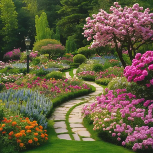 An image of a vibrant garden filled with blooming flowers representing diverse assets that thrive and grow over extended periods, illustrating the concept of long-term investing