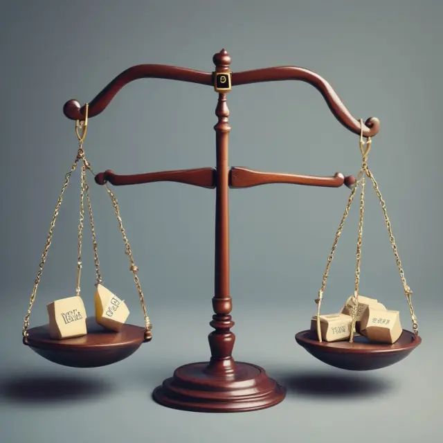 Balance scale comparing investment-grade and high yield corporate bonds, illustrating varying degrees of risk in debt securities