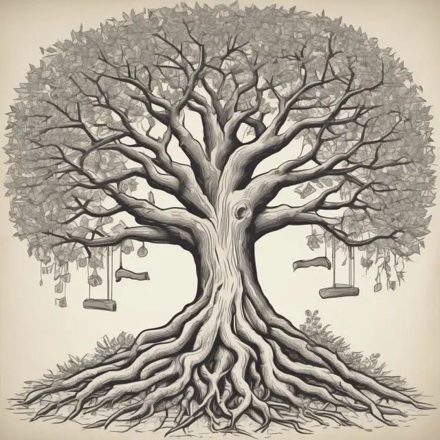 A debt tree illustrating long-term loans branching out from a central financial statement.
