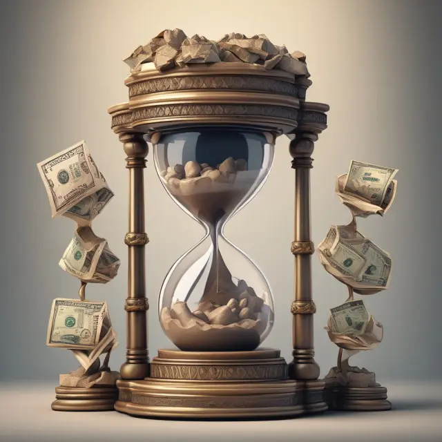Two chambers of an hourglass representing trading and available for sale investments, symbolizing a company