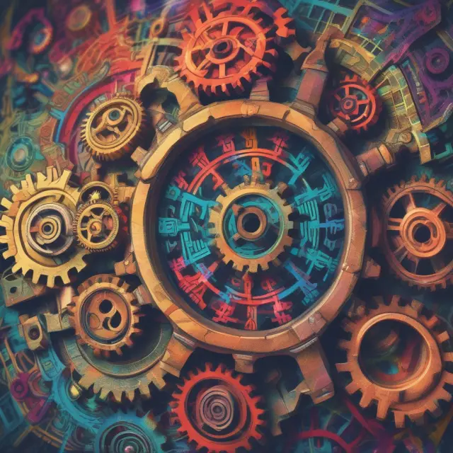 A colorful kaleidoscope image showcasing shifting market risks and interest rate hands adjusting in the background, symbolizing the complexities of long-term investment considerations.