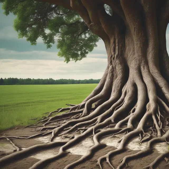 An apple tree with deep roots representing mortgage and bonds payable as long-term liabilities