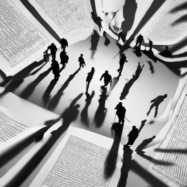 A shadowy figure holding a balance scale represents criticisms casting doubt on the impact of look-alike contracts in commodity markets