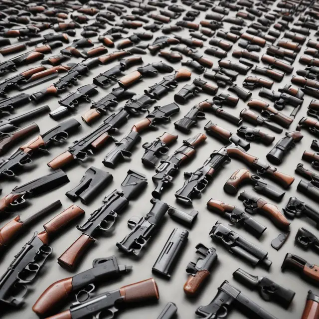 An intricate maze representing gun show loopholes and the absence of mandatory background checks during private sales