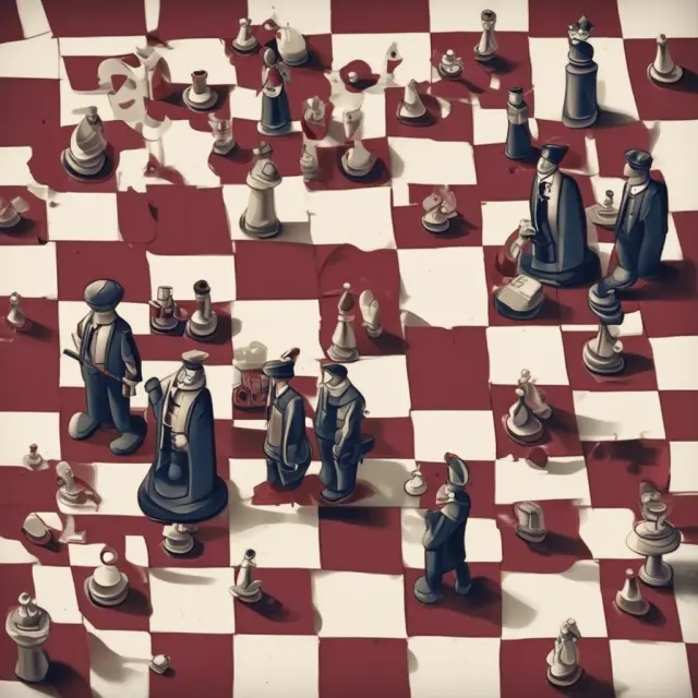 Image of government agents in a tense game of chess, symbolizing the ongoing battle against financial loopholes.