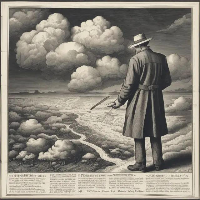 Investigator examining insurance policies, with fraudulent claims represented by storm clouds and LAEs as the calming force