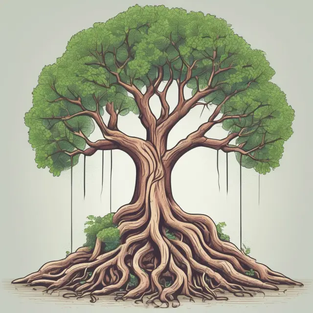An image of a sturdy tree symbolizing insured property with its roots representing various lenders as loss payees, illustrating their role in safeguarding investments.