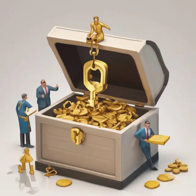 Lender receives golden keys from a floating chest, illustrating the protection of loss payees in insurance transactions